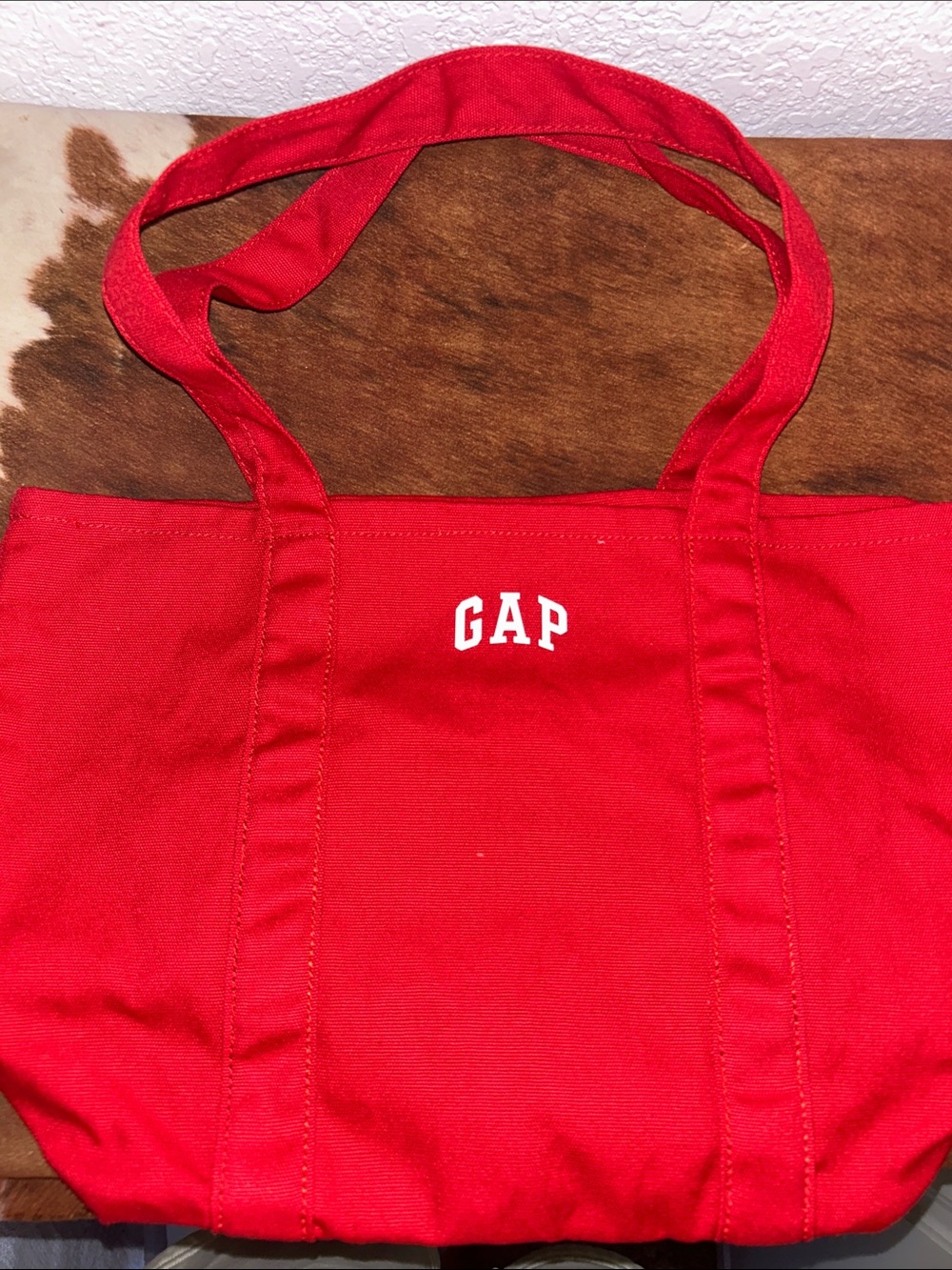 GAP Bright Red Canvas Tote with White Logo